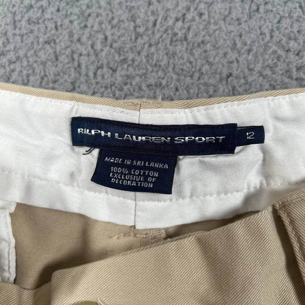 Ralph Lauren Sport Shorts Womens 12 Beige Bermuda Twill Cotton Logo Casual - Picture 4 of 15